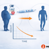 TRT and GLP-1 weight loss graph showing fat loss over time in men with hormone therapy