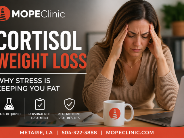 Metairie cortisol weight loss consultation showing stress hormone impact on fat gain