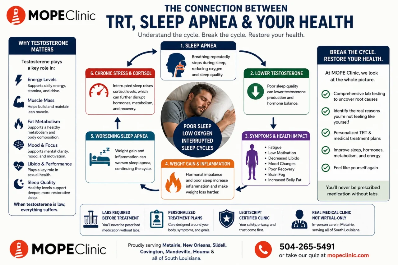 TRT and Sleep Apnea: The Overlooked Hormone Connection Behind Fatigue, Weight Gain & Poor Recovery in Louisiana