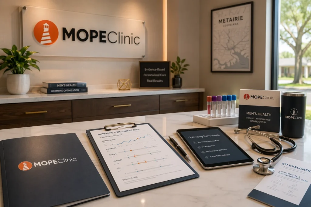 ED treatment Metairie lab review at MOPE Clinic for men’s health and hormone evaluation