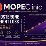 Testosterone and weight loss graph showing the connection between body fat reduction and hormone health at MOPE Clinic in Metairie