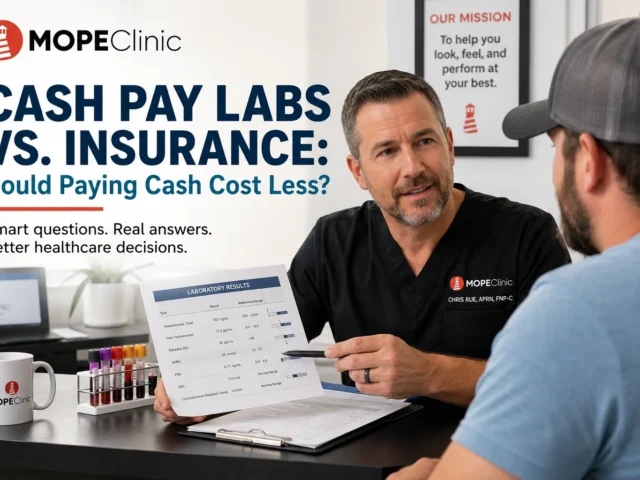 Cash pay labs vs insurance consultation at MOPE Clinic in Metairie Louisiana