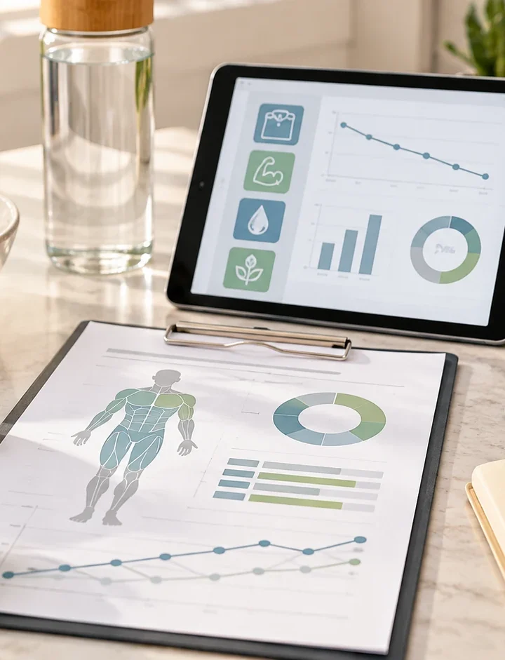 GLP-1 muscle loss medical weight loss image showing body composition, strength, nutrition, and health tracking at MOPE Clinic in Metairie