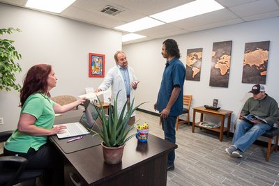 Reception and seating area inside MOPE Clinic